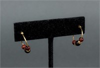 ITAOR Italian 14K Yellow Gold Wooden Bead Earrings