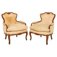 Louis XV Style Upholstered Bergeres, Pair