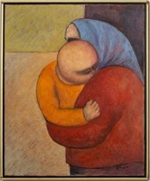 Arnaldo Miccoli "Mother & Child" Oil on Canvas