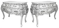 Hollywood Regency Rococo Revival Commodes, Pair