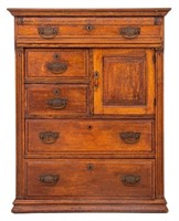 American Tiger Oak Chest of Drawers, ca. 1900