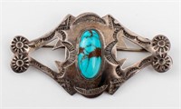 Native American Navajo Silver Turquoise Brooch