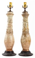 Chinese Archaic Vase Mounted Lamps, Pair