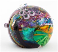 James Nowak Colorful Art Glass Paperweight