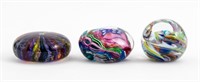 Signed Art Glass Paperweights, 3