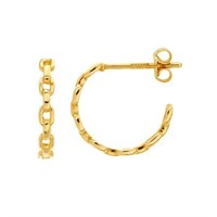 14K Yellow Gold Oval Link 3/4-Hoop Earrings