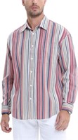 MCEDAR Men's Linen Shirt - 4X. Red Black