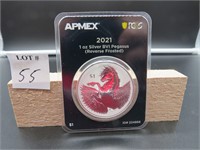 APMEX 2021 1oz Silver BVI Pegasus-Reverse Frosted