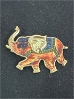 Antique Colorful Elephant Brooch