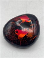 Koi/Goldfish lacquered Black Rock