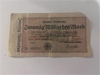 1923 Germany Zwan 20 Milliarden Mark
