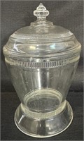 RIBBED NOVA SCOTIA GLASS COVERED SUGAR DISH