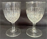 PRETTY ANTIQUE NOVA SCOTIA GLASS PATTERNED GOBLETS