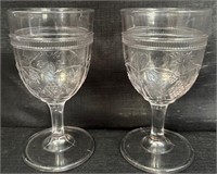 ANTIQUE NOVA SCOTIA GLASS PATTERNED GOBLETS