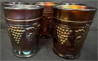 NORTHWOOD CARNIVAL GLASS GRAPE & CABLE TUMBLERS