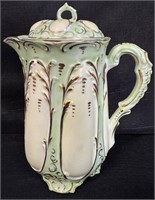 CHIC GREEN & GOLD VICTORIAN PORCELAIN COCOA POT