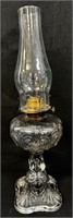 DESIRABLE ANTIQUE BULLSEYE GLASS OIL LAMP