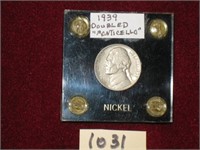 1939 Doubled Monticello Jefferson Nickel VF.