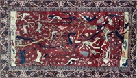 UNIQUE HAND KNOTTED PERSIAN WOOL RUG W ANIMALS