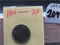1864 Two-Cent Piece - Civil War Date