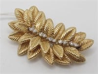 14KT ESTATE FEATHER PIN W/ DIAMONDS $1000 VALUE