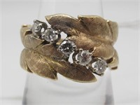 14KT DIAMOND ESTATE RING LEAF DESIGN SZ 8 $1200