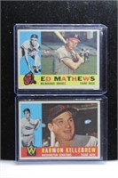 (2) 1960 Topps HOF Cards (Killebrew & Mathews)