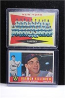 (2) 1960 Topps Cards (Killebrew & Yankees Team)