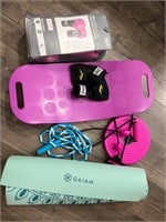 WORKOUT/ EXERCISE LOT- YOGA MAT, BOXING GLOVES