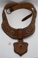Vtg.Studded Leather Horse Breast Collar Martingale