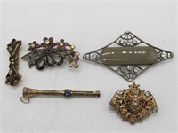 5 PIECES ASST ANTIQUE PINS & PENDANTS $200 VALUE