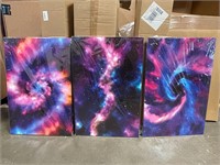 3pc Purple Galaxy Canvas Wall Art