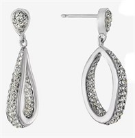Sparkle Allure Silver Over Brass Crystal Earrings