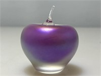 Anton Intaglio Art Glass Apple Paperweight. 3in H