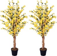 AMERIQUE Artificial Bright Yellow Forsythia Plants
