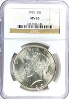 1925 Silver Peace Dollar MS-65
