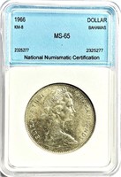 1966 Bahamas Silver Dollar MS-65
