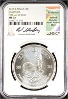 2021 S.Africa 1oz. Silver Krugerrand NGC MS-70