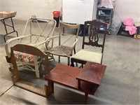 Chairs/table/gun rack lot