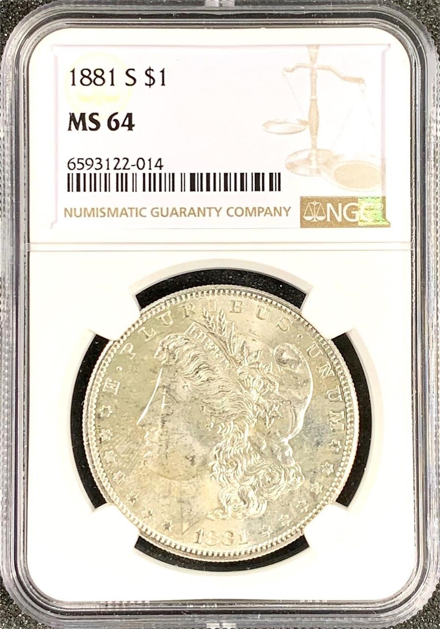 1881-S Morgan Silver Dollar MS -64