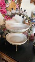 2 Longaberger pie plates in a tiered serving rack