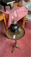 Vintage oil lamp & brass side table- lot of 2