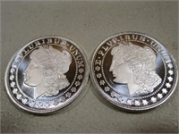 Pair Of 1OZ .999 Fine Silver Rounds A
