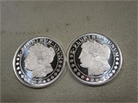 Pair Of 1OZ .999 Fine Silver Rounds B