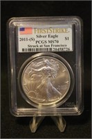 2011-S MS70 1oz .999 Pure Silver American Eagle
