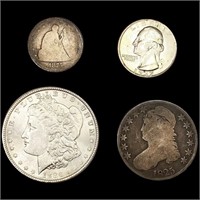 [4] Varied US Coins (1825, 1875, 1886, 1937)