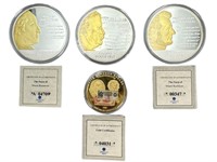 4 American Mint Replica Coins, 24k