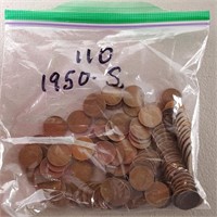 110ct 1950 S Wheat Pennies