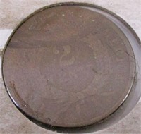 1867 2 Cent Piece Misstrike
