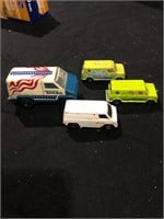 Lot of 4 Vintage/Retro Toy Vans